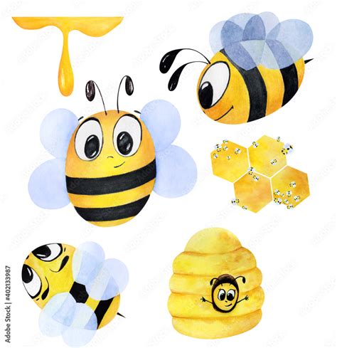 Cute Honey Bees Clip Art Set Daily Art Hub