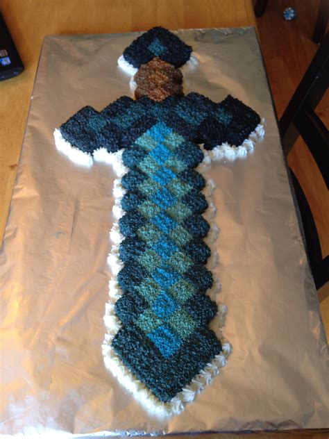 My Minecraft Diamond Sword Birthday Cake Made This For My Son S 8th