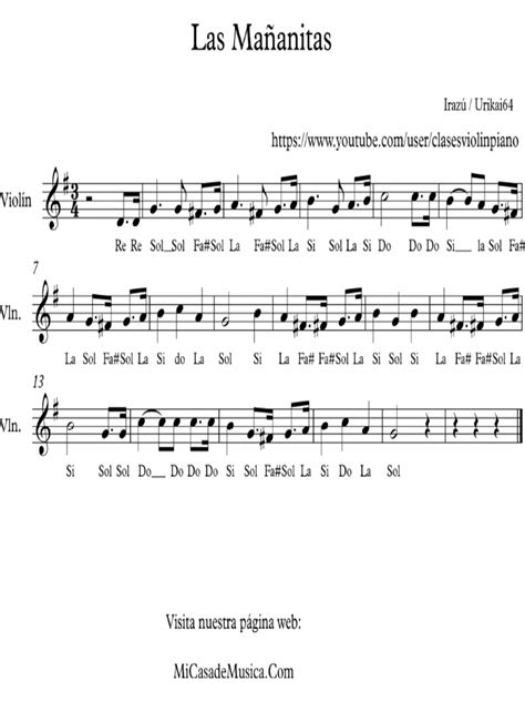 Partitura Las Mañanitas