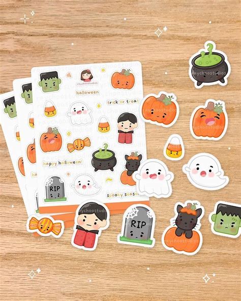 Cute Spooky Sticker Sheets And Sticker Packs For Journalling Planning