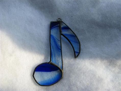 Buy Custom Made Blue Stained Glass Musical Single Note With Swirls Made To Order From Glass