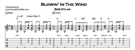 Bob Dylan – Blowin’ In The Wind | Guitar Lesson, Tab & Chords | JGB