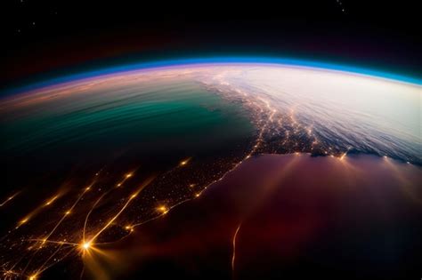 Premium AI Image | A View Of The Earth From Space At Night