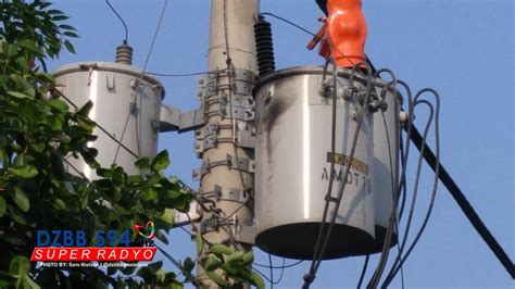 Meralco Fixing Damaged Transformer Near Lrt 1 Depot On Andrews Avenue