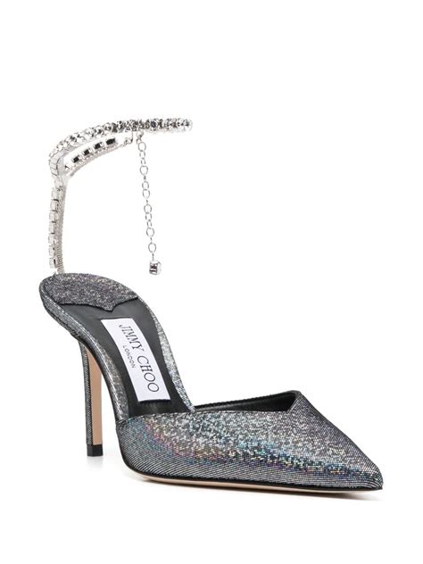 Jimmy Choo Saeda 85mm Crystal Embellished Pumps In Silber ModeSens