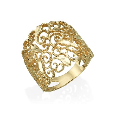 K Gold Filigree Ring Gold Lace Ring Vintage Engagement Etsy