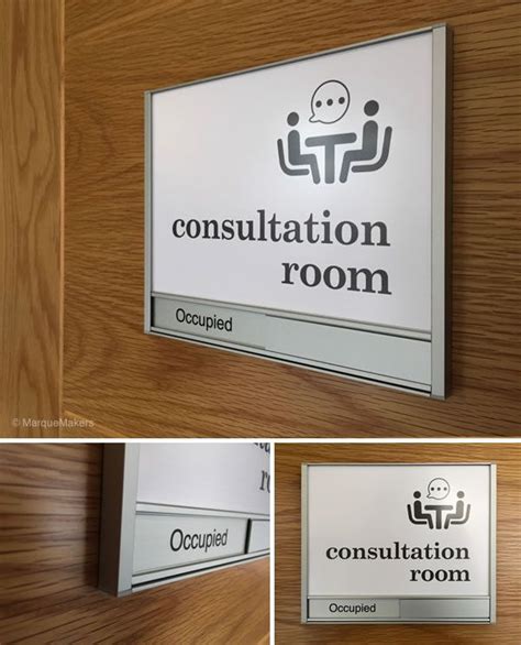 Meeting Room Privacy Nameplate Sign Silver Anodised Aluminium