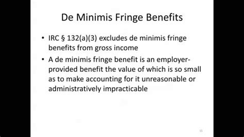 De Minimis and Working Condition Fringe Benefits — Video | Lorman Education Services