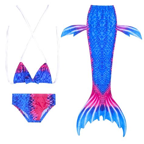 3pcs Girls Mermaid Tail Swimwear Mermaid Swimsuit Bathing Suit Princess Bikini Swimmable