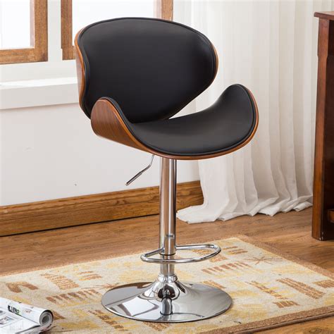 FamisCorp Bentwood Leather Adjustable Height Swivel Bar Stool Reviews