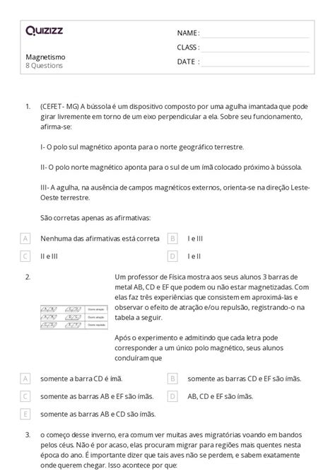 For As Magn Ticas Campos Magn Ticos E Lei De Faraday Imprim Vel