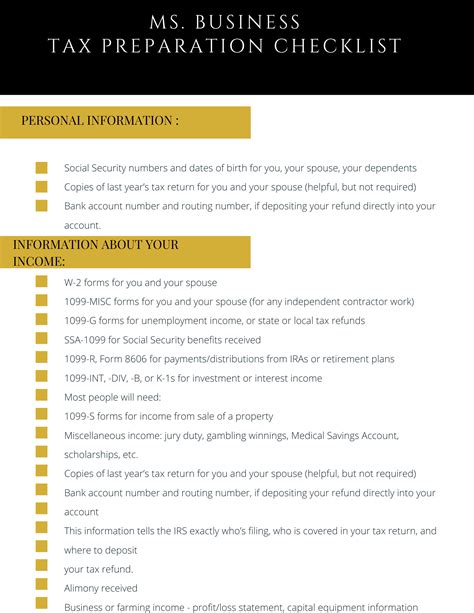 Tax Checklist Notebook Simple Tax Preparation Guided Journal Including