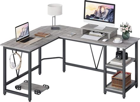 Treetalk Computer Desk L Shaped Corner Desk With Layer Storage Large