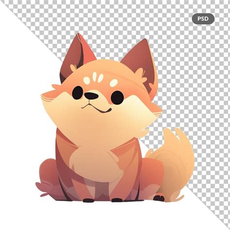 Premium Psd Cute Red Fox Sitting Down With Eyes Closed