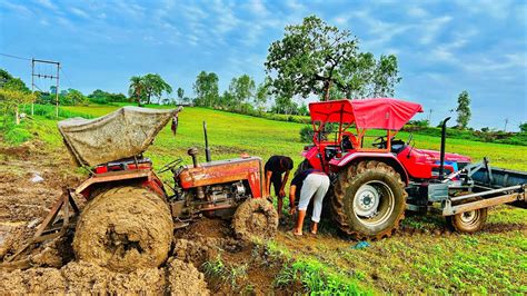 Mahindra Arjun Novo 605 Stuck In Mud Massey Ferguson 245 Novo 605