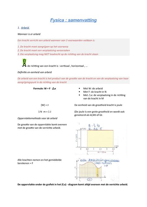 Arbeid Energie En Vermogen Fysica Samenvatting Arbeid Wanneer