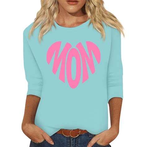 Ydkzymd Happy Mothers Day Casual Shirts For Women 3 4 Sleeves Plus Size