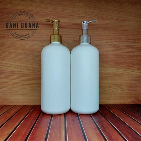 Jual BOTOL PUMP 500ML HDPE PUTIH DOP PUMP GOLD SILVER PUMP CLIP 500ML