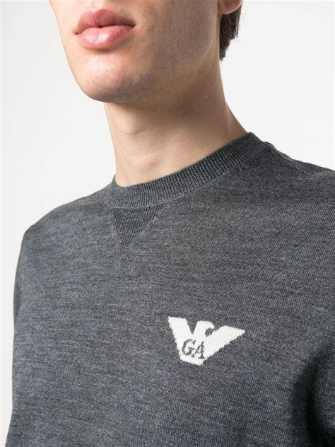 Emporio Armani Eagle Jacquard Virgin Wool Jumper Farfetch