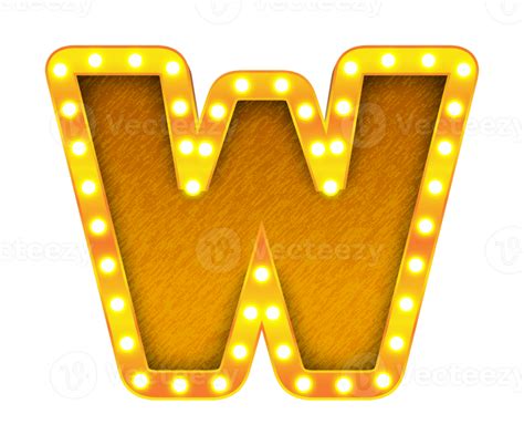 W Retro Cinema Light Bulb Sign Alphabet 13090547 Png