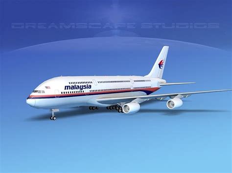 Airbus A380 800 Malaysia Airlines 3d Model Rigged Cgtrader