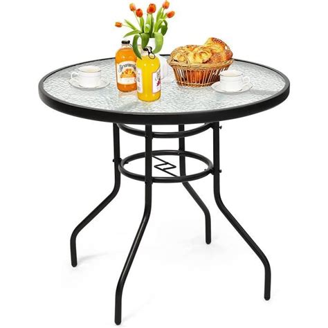 Giantex Table De Jardin Ronde Table De Bistro Avec Plateau Ø 80 Cm En