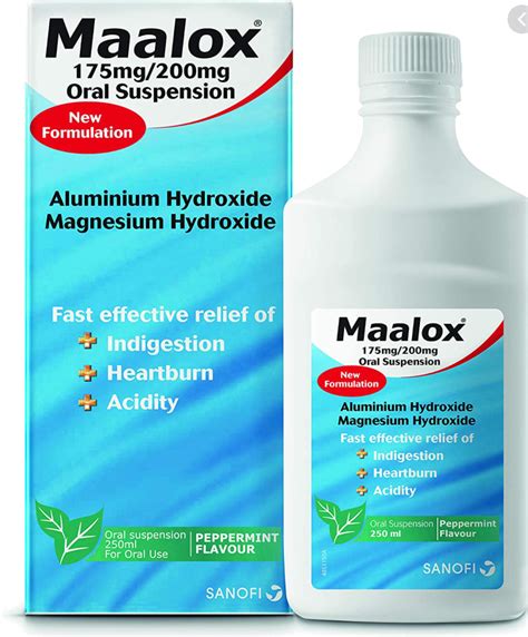 Maalox Suspension Peppermint Flavour Aluminium Hydroxide Magnesium