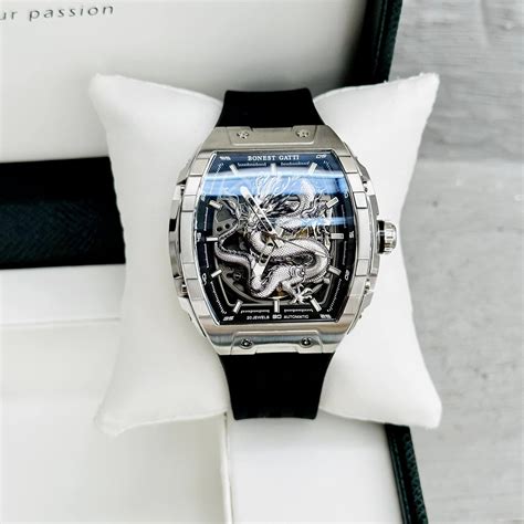 Bonest Gatti Automatic Ghost Dragon Star Silver 45mm Đồng Hồ Nam