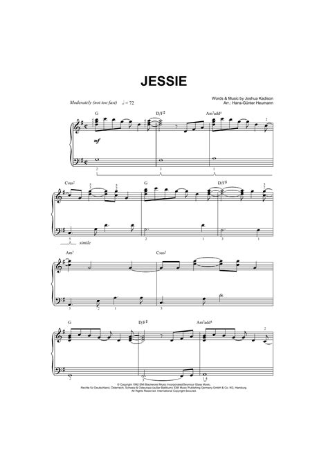 Jessie By Joshua Kadison Sheet Music For Piano Vocal At Sheet Music