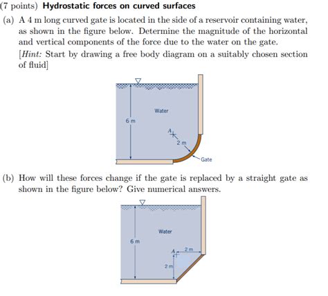 Solved 7 Points Hydrostatic Forces On Curved Surfaces A Chegg