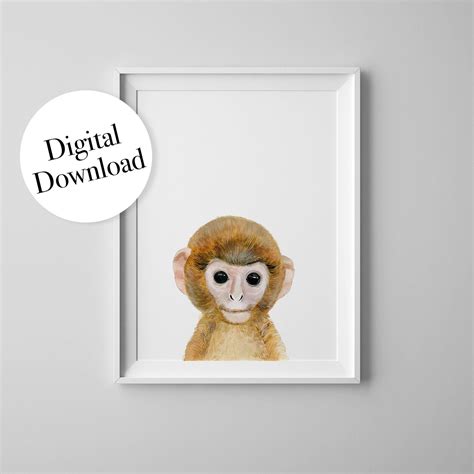 Baby monkey Nursery Wall Art DIGITAL DOWNLOAD Printable | Etsy