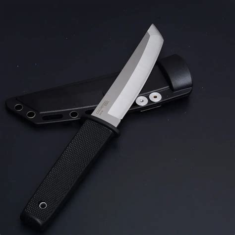 New Cold Steel Aus 8a Blade Rubber Plastic Handle Fixed Blade Knife Outdoor Tactical Survival