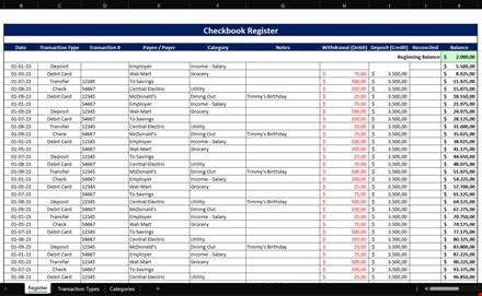 Track Your Finances With Our Checkbook Register Template Debit