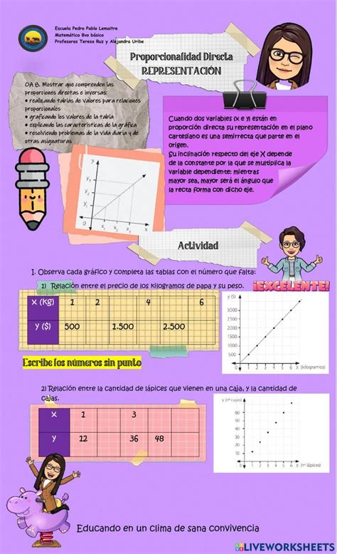 Proporción directa interactive worksheet Ejercicios interactivos