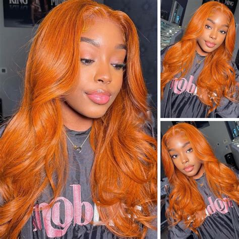 Julia Orange Ginger Color Lace Front Wigs Burnt Orange Pre Plucked Body