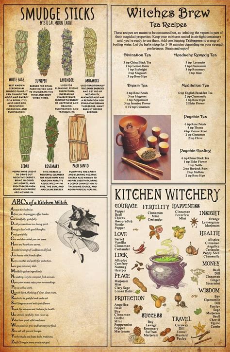 Kitchen Witchcraft Knowledge Poster | Witch books, Wiccan magic, Witch ...