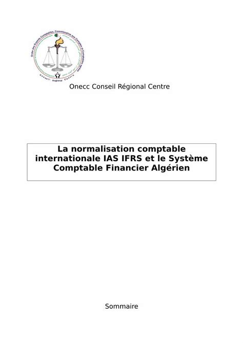 PDF La Normalisation Comptable Internationale IAS IFRS Et Le