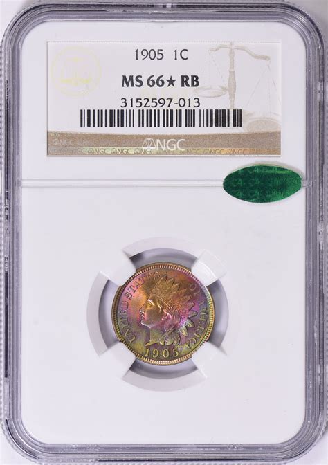 Indian Cent Ngc Ms Rb Cac Green Toned Item