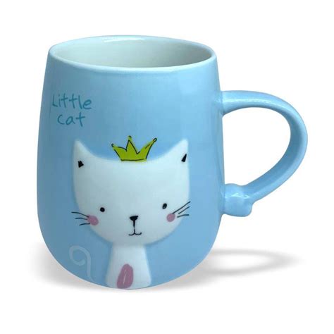 Caneca Gato Gatinha Azul Porcelana Importada Submarino