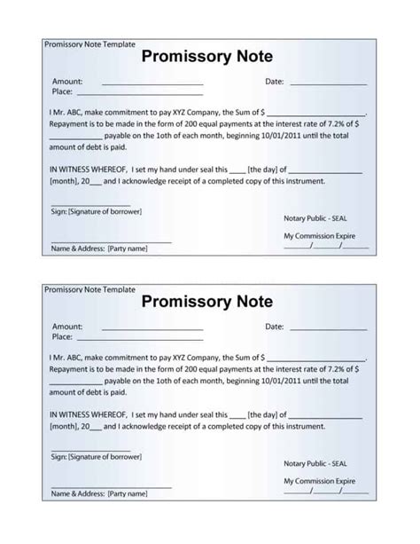 Promissory Note Template Word Document