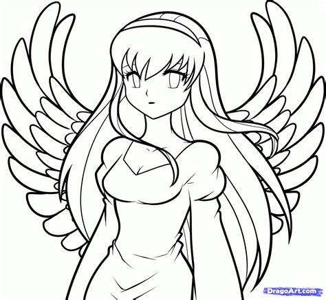 How To Draw Fantasy Anime How To Draw An Anime Angel Girl Step By Fantasy Angel Drawing