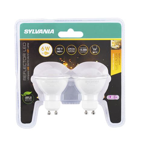 Pack 2 Unds Focos Led Dicroico Sylvania 6w Gu10 Luz Cálida 954503