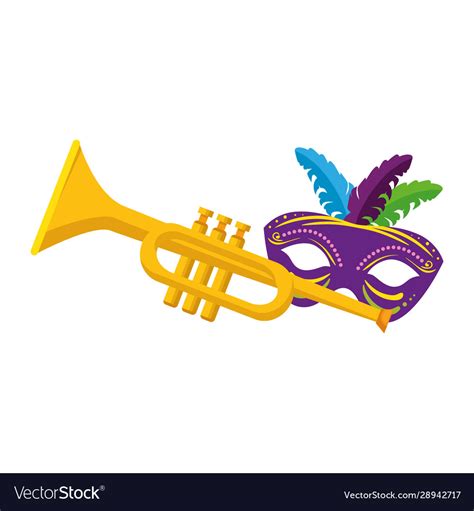 Isolated Mardi Gras Mask And Trumpet Design Vector Image