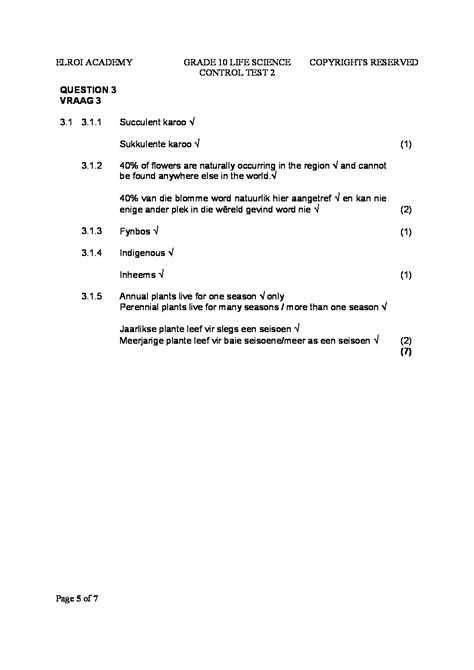 2022 Grade 10 Life Science Task 6 Control Test 2 • Teacha