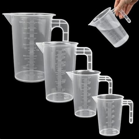 Kiteri 4 Pcs Plastic Measuring Jug Set 50ml 100ml 250ml 500ml Measuring Cups Cooking Baking