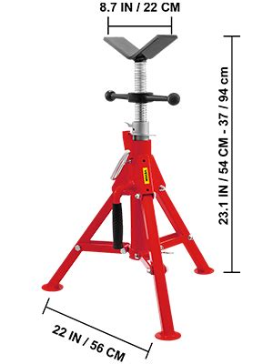 VEVOR V Head Pipe Stand 1 8 12 Capacity Adjustable Height 20 37