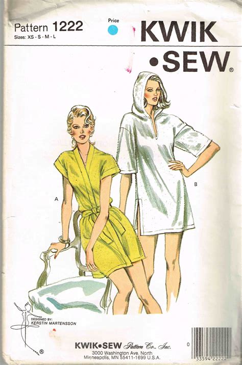 Sewing Pattern Hooded Beach Pool Coverup Kwik Sew 1222 Spa Etsy In