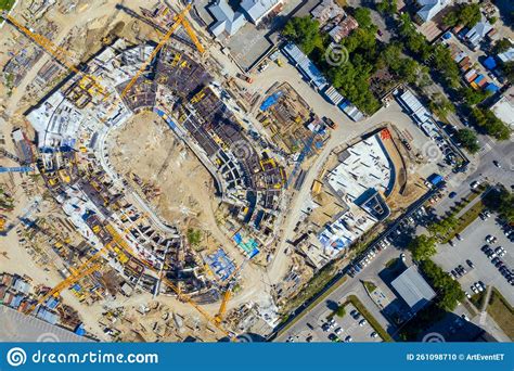 Aerial View of the Construction of New Stadium in a Modern City Stock ...