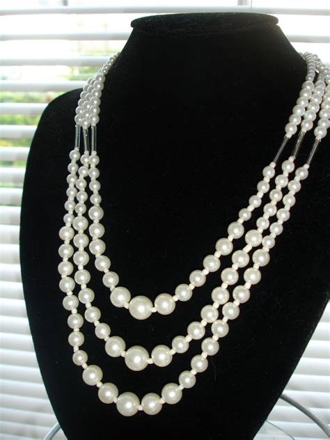 Multistrand Faux Pearl Necklace Etsy Faux Pearl Faux Pearl