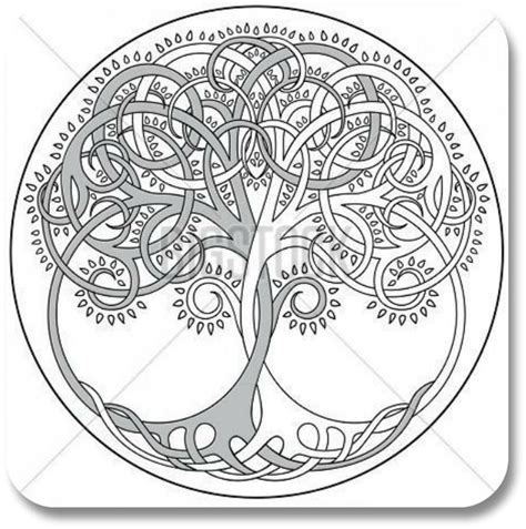 Celtic Tree Of Life In A Circle With Leaves And Branches On It Black